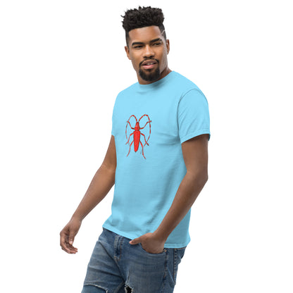 Red beetle graphic by Kirsten Blackburn printed on unisex cotton t-shirt