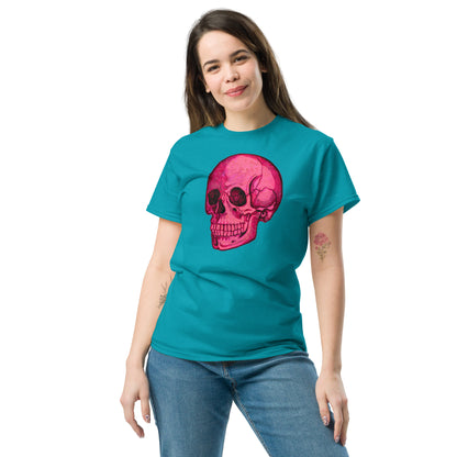Pink Skull design by Kirsten Blackburn on unisex classic tee
