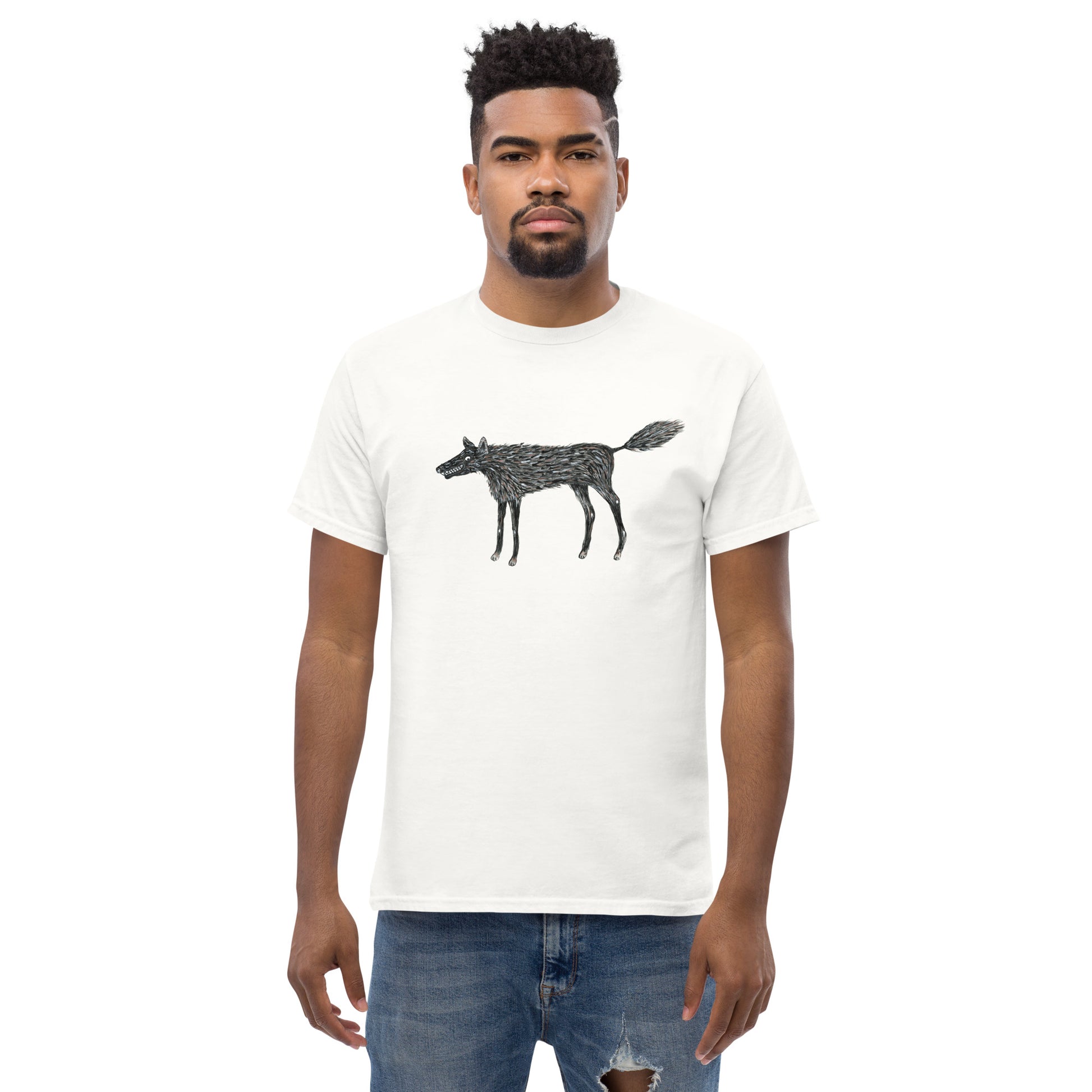 Wolf Of My Dreams graphic by Kirsten Blackburn printed on unisex cotton t-shirt