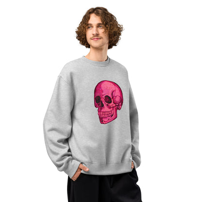 Pink Skull design by Kirsten Blackburn on oversized heavyweight sweatshirt
