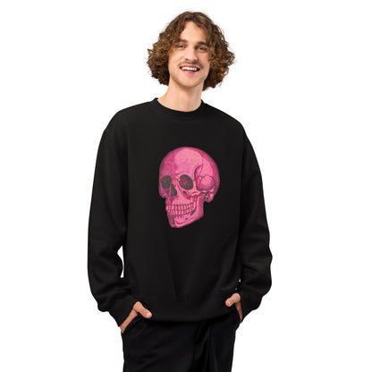 Pink Skull design by Kirsten Blackburn on oversized heavyweight sweatshirt