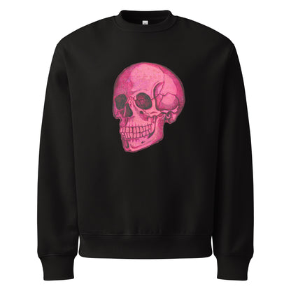 Pink Skull design by Kirsten Blackburn on oversized heavyweight sweatshirt