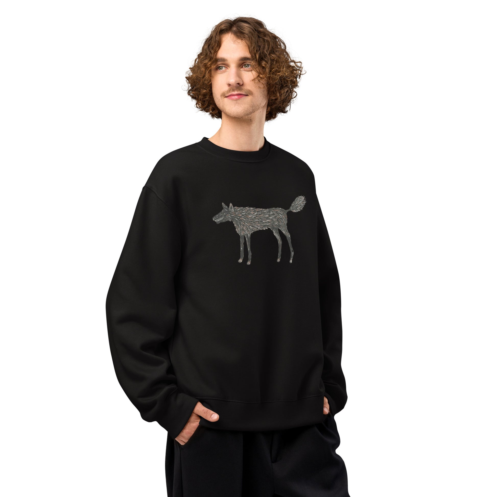 Wolf Of My Dreams design by Kirsten Blackburn on oversized heavyweight sweatshirt