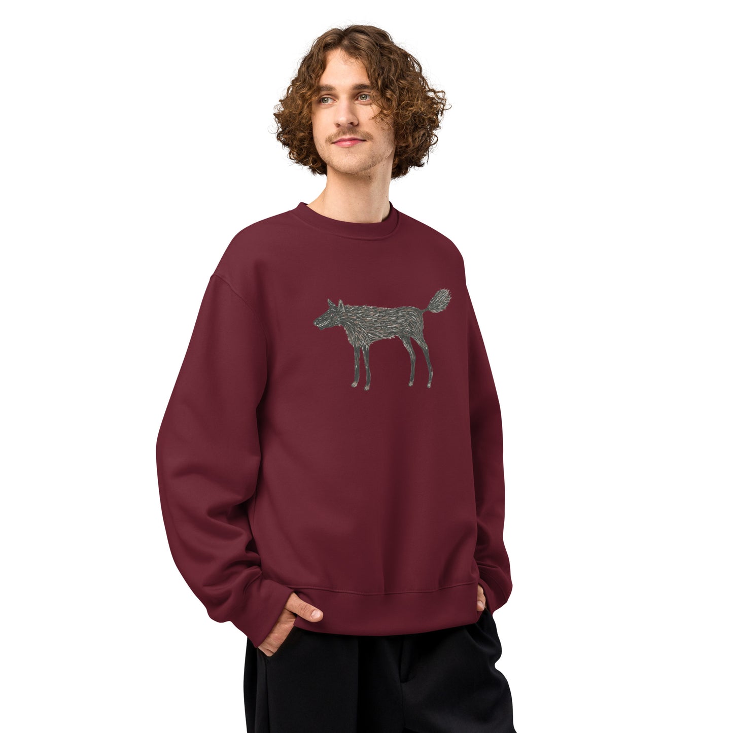 Wolf Of My Dreams design by Kirsten Blackburn on oversized heavyweight sweatshirt