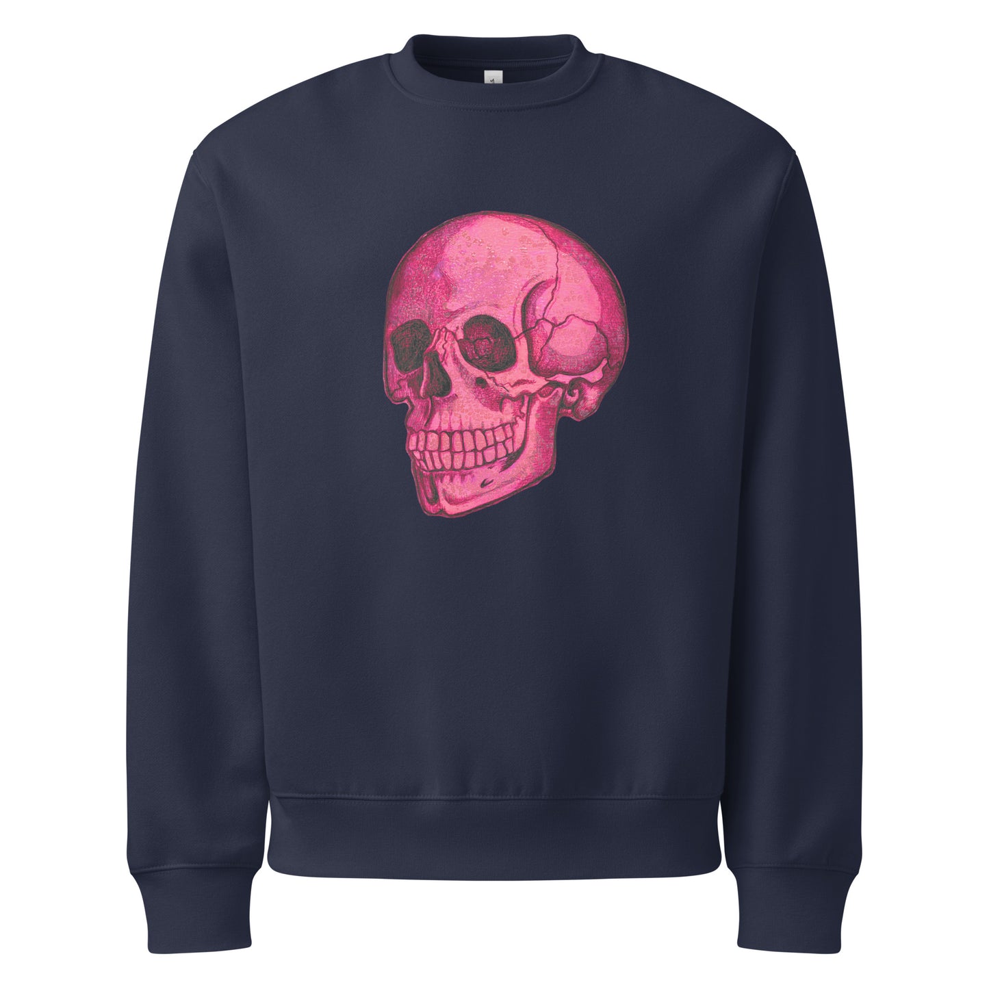 Pink Skull design by Kirsten Blackburn on oversized heavyweight sweatshirt
