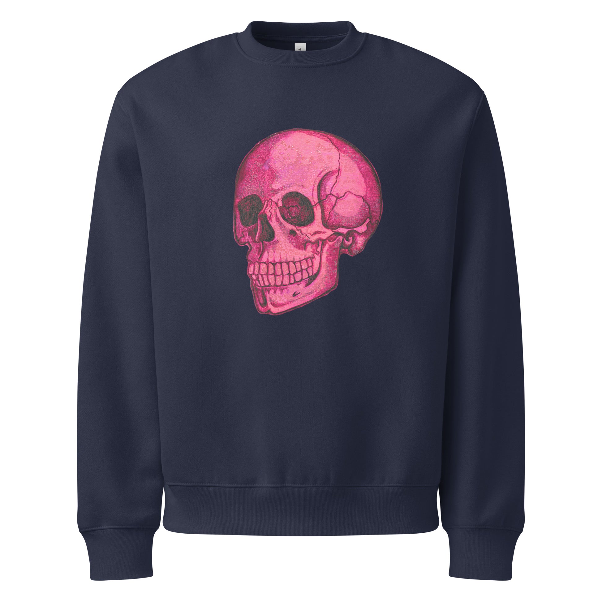 Pink Skull design by Kirsten Blackburn on oversized heavyweight sweatshirt