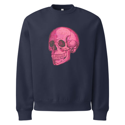 Pink Skull design by Kirsten Blackburn on oversized heavyweight sweatshirt
