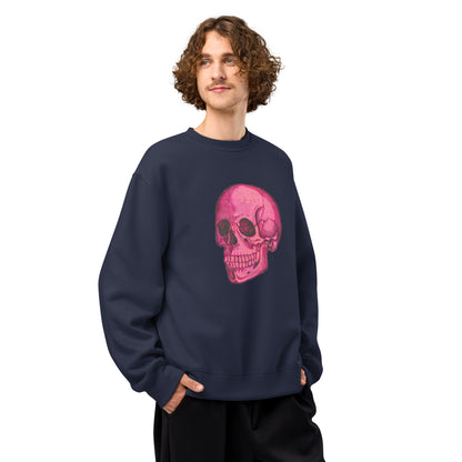 Pink Skull design by Kirsten Blackburn on oversized heavyweight sweatshirt