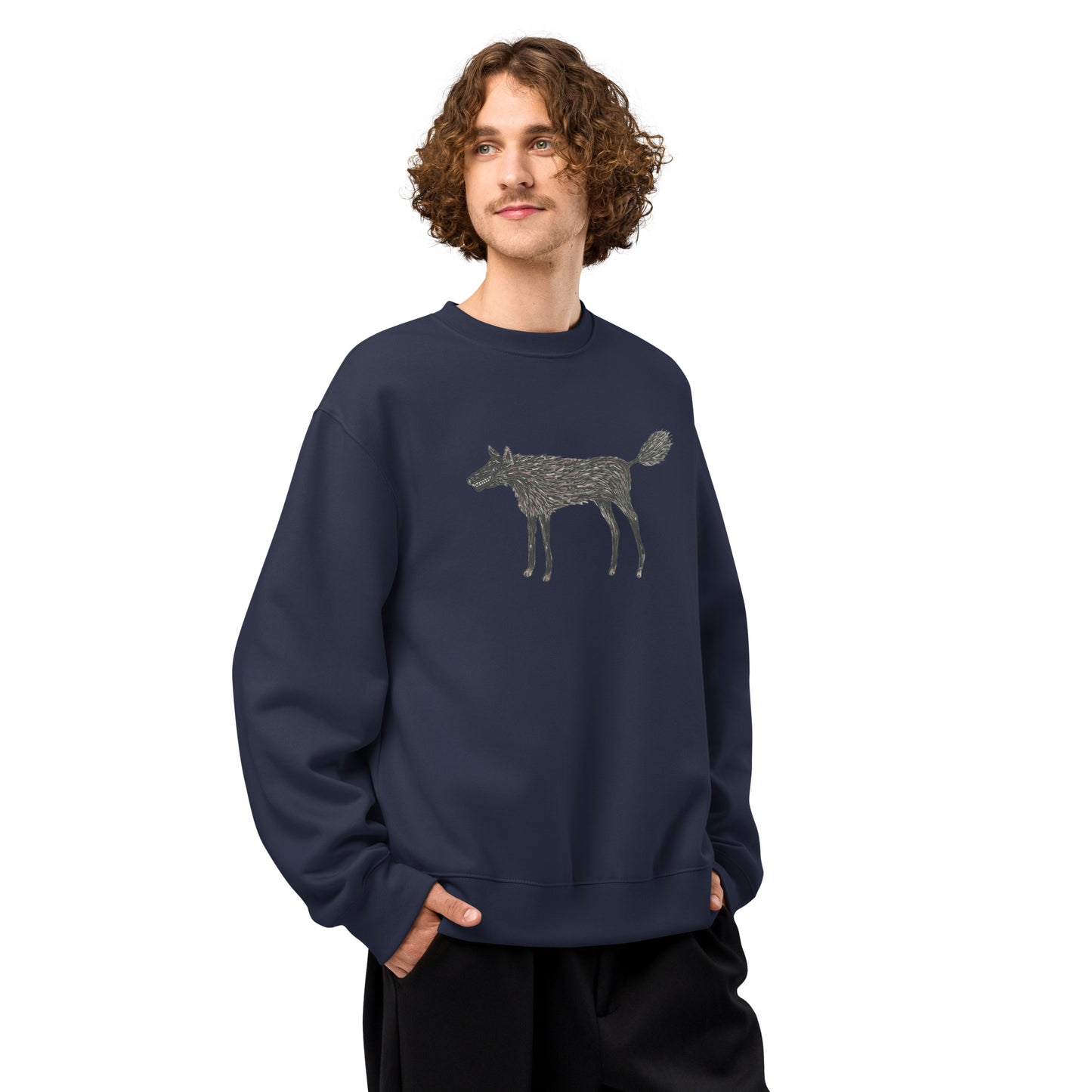Wolf Of My Dreams design by Kirsten Blackburn on oversized heavyweight sweatshirt