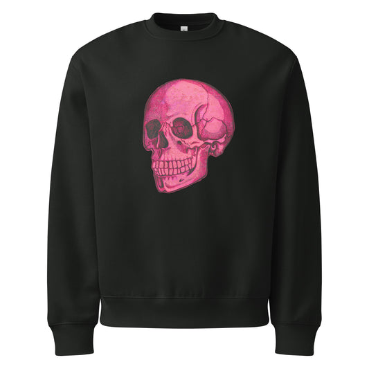 Pink Skull design by Kirsten Blackburn on oversized heavyweight sweatshirt