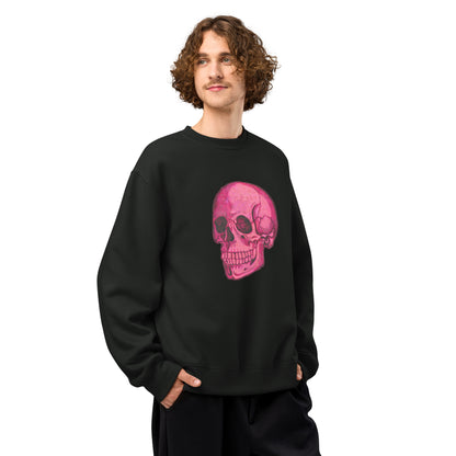 Pink Skull design by Kirsten Blackburn on oversized heavyweight sweatshirt