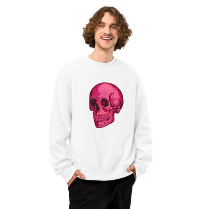 Pink Skull design by Kirsten Blackburn on oversized heavyweight sweatshirt