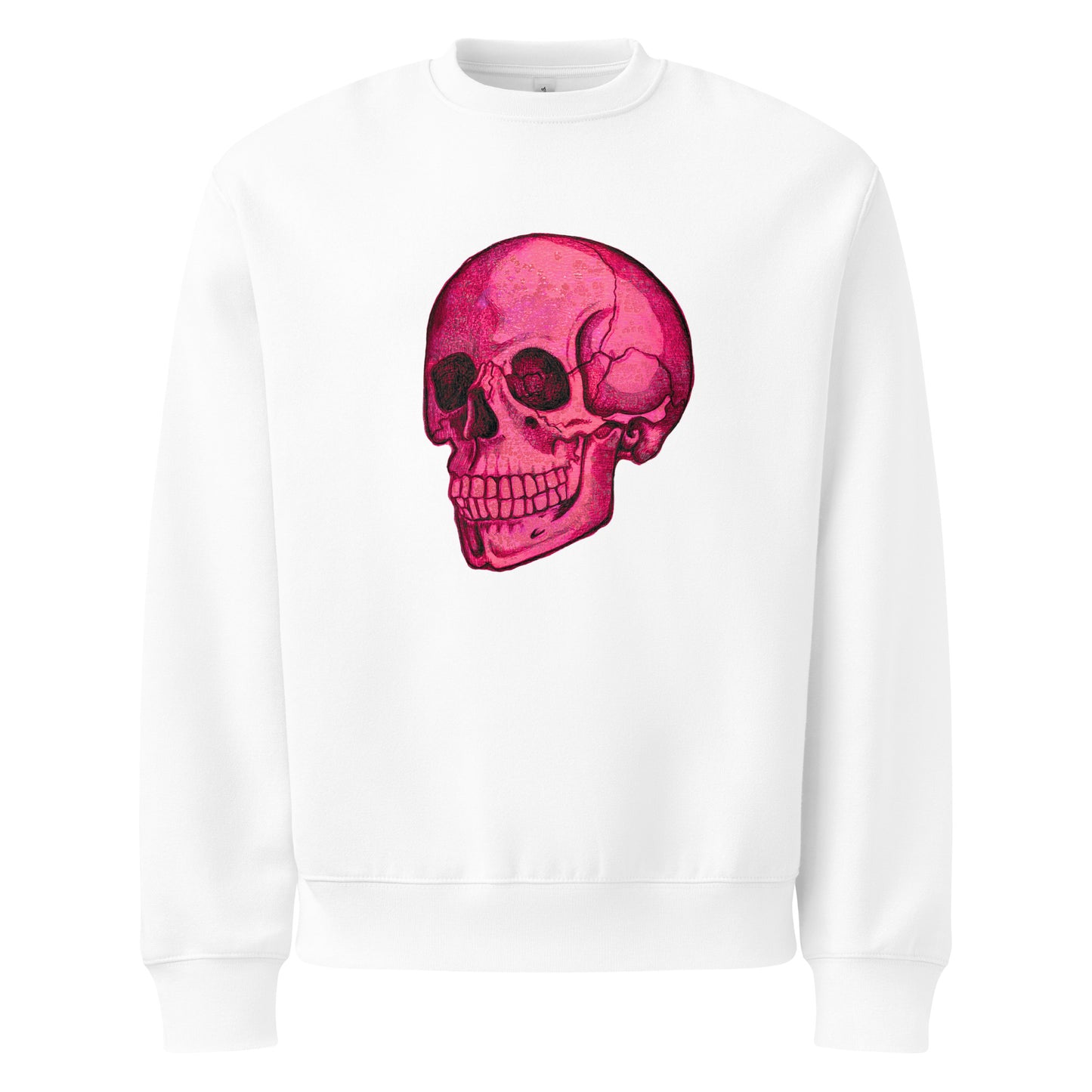 Pink Skull design by Kirsten Blackburn on oversized heavyweight sweatshirt