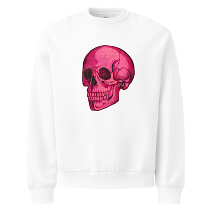 Pink Skull design by Kirsten Blackburn on oversized heavyweight sweatshirt