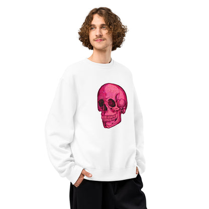 Pink Skull design by Kirsten Blackburn on oversized heavyweight sweatshirt