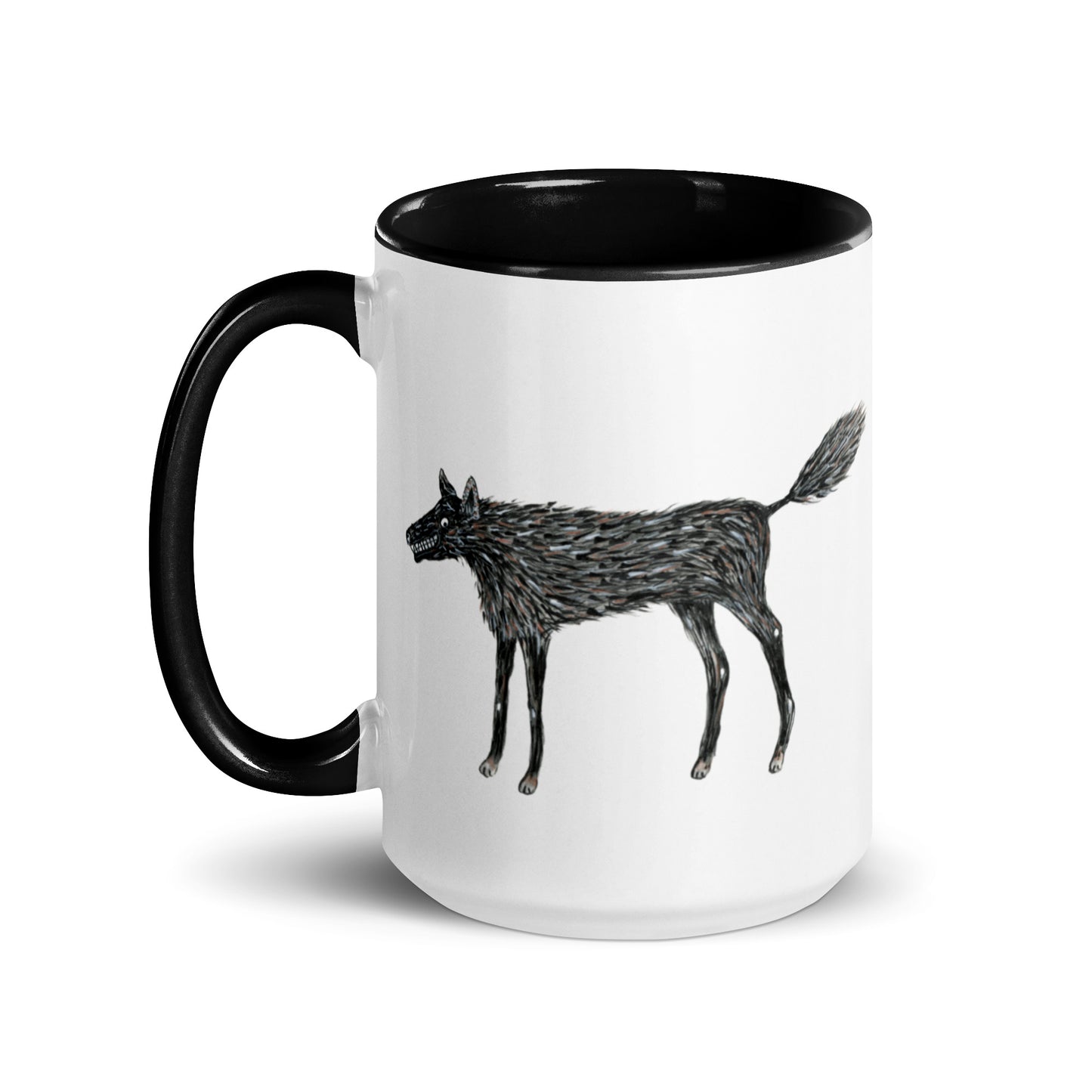 Wolf Of My Dreams design by Kirsten Blackburn on 15oz glossy mug with colored interior