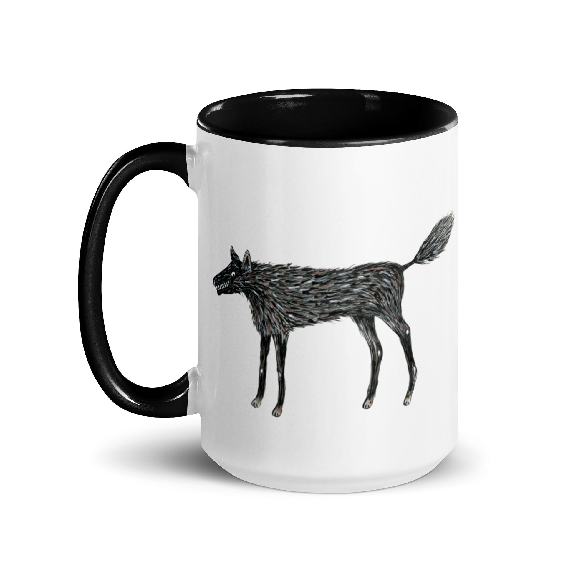 Wolf Of My Dreams design by Kirsten Blackburn on 15oz glossy mug with colored interior
