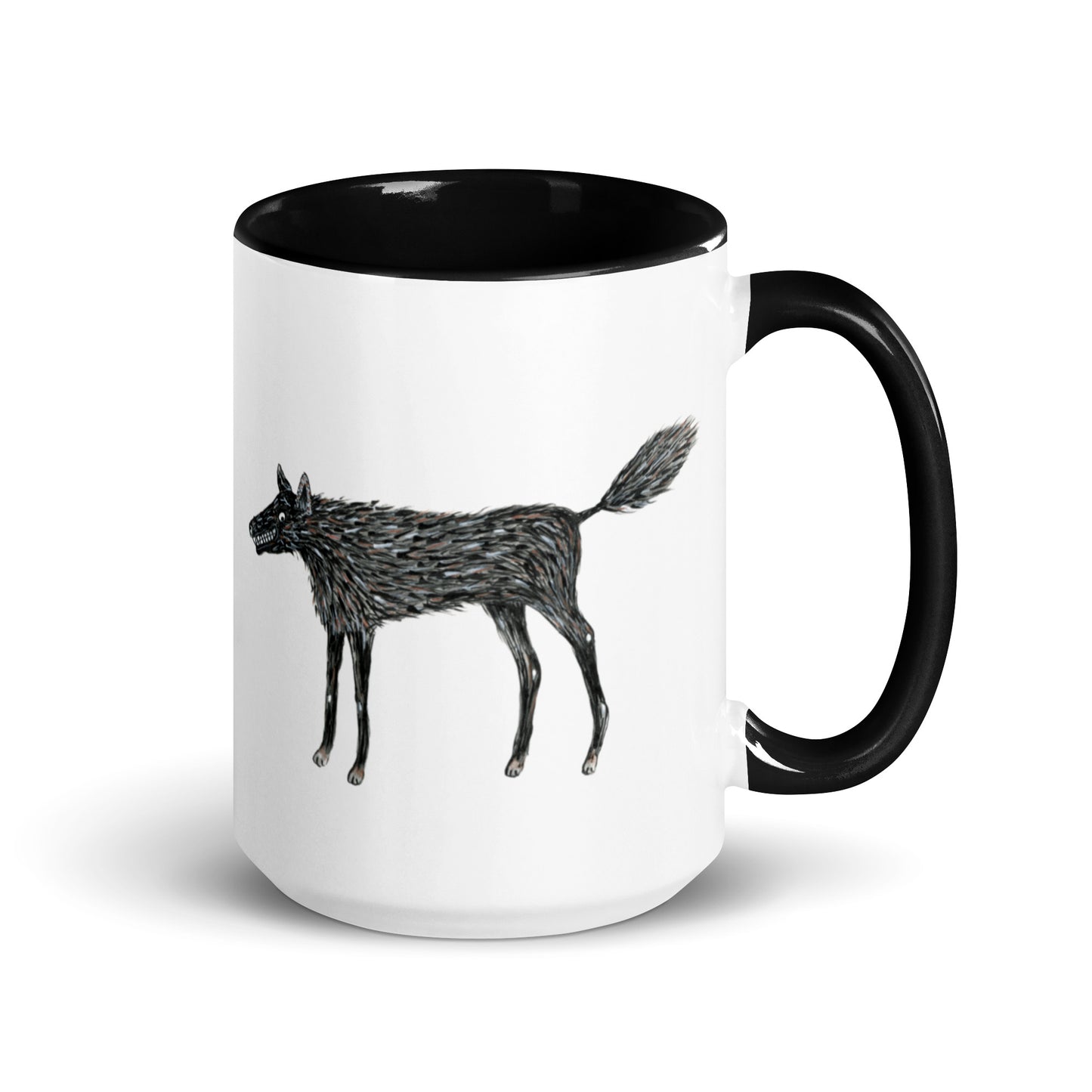 Wolf Of My Dreams design by Kirsten Blackburn on 15oz glossy mug with colored interior