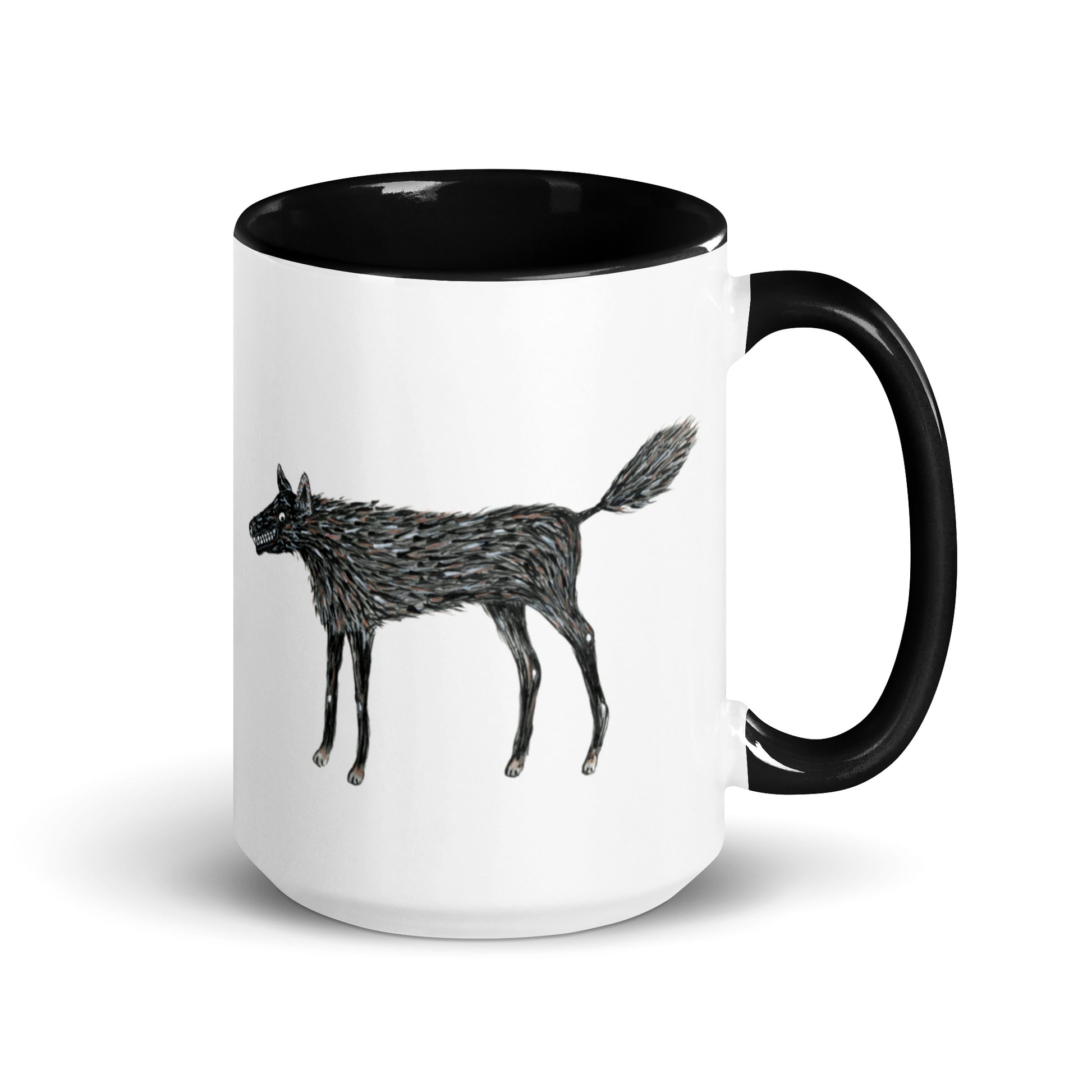 Wolf Of My Dreams design by Kirsten Blackburn on 15oz glossy mug with colored interior