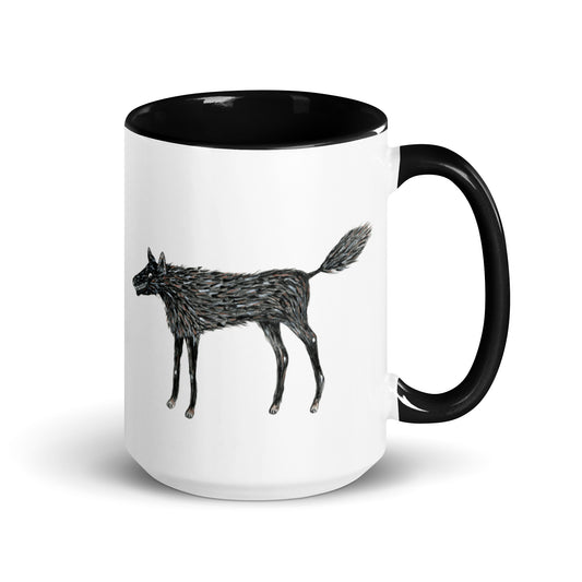 Wolf Of My Dreams design by Kirsten Blackburn on 15oz glossy mug with colored interior