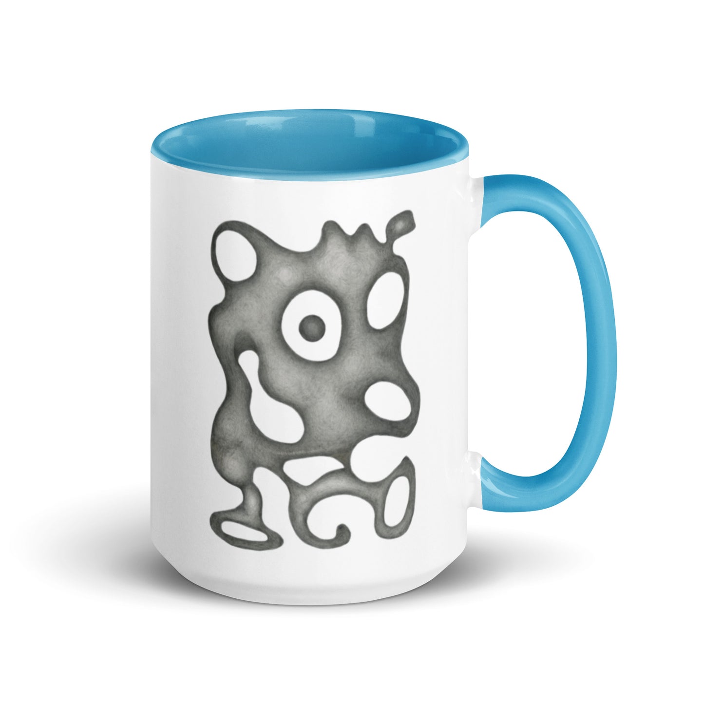 Happy Dog Bloop design by Kirsten Blackburn on 15oz mug with colored interior