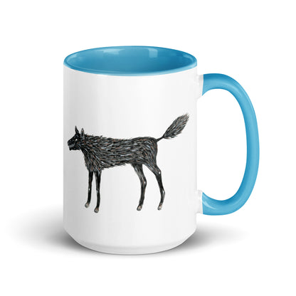 Wolf Of My Dreams design by Kirsten Blackburn on 15oz glossy mug with colored interior