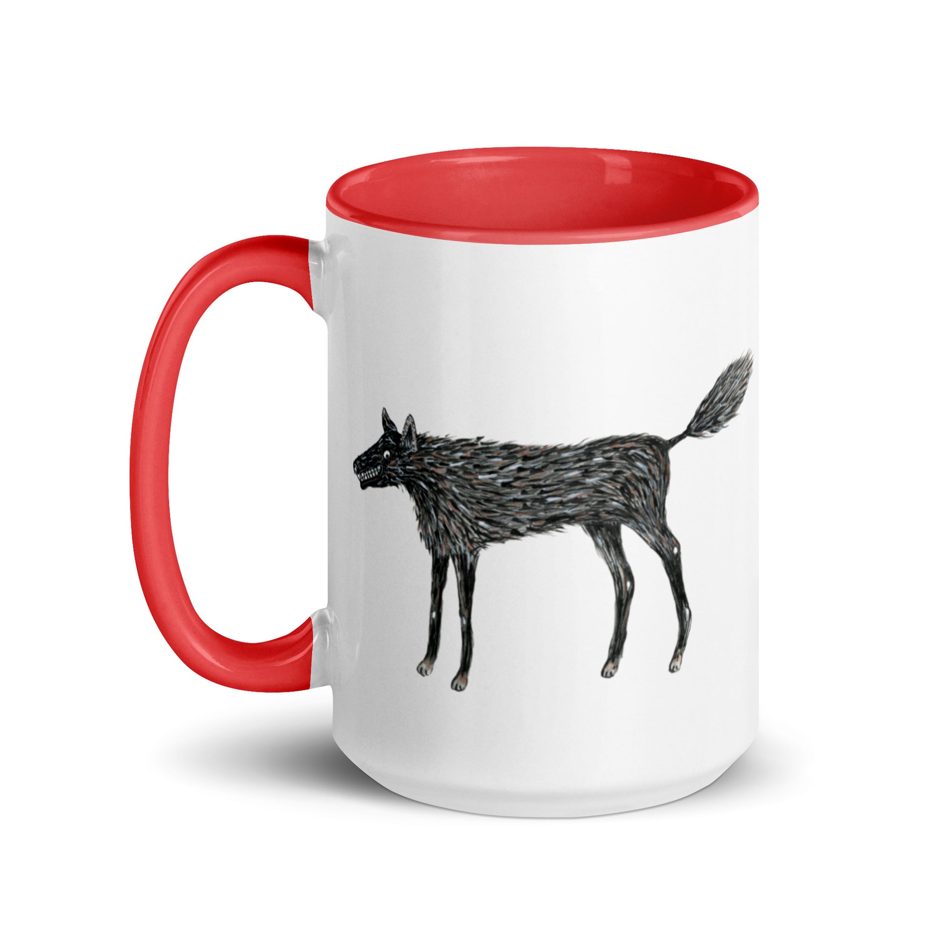 Wolf Of My Dreams design by Kirsten Blackburn on 15oz glossy mug with colored interior