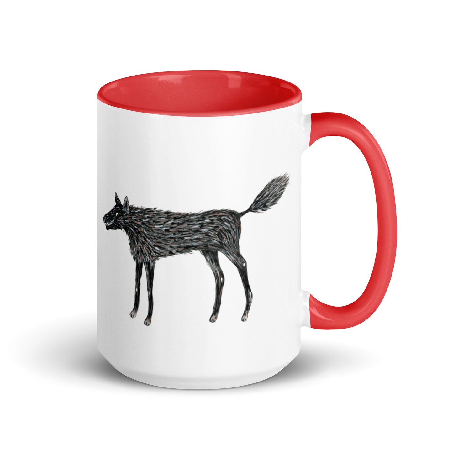 Wolf Of My Dreams design by Kirsten Blackburn on 15oz glossy mug with colored interior