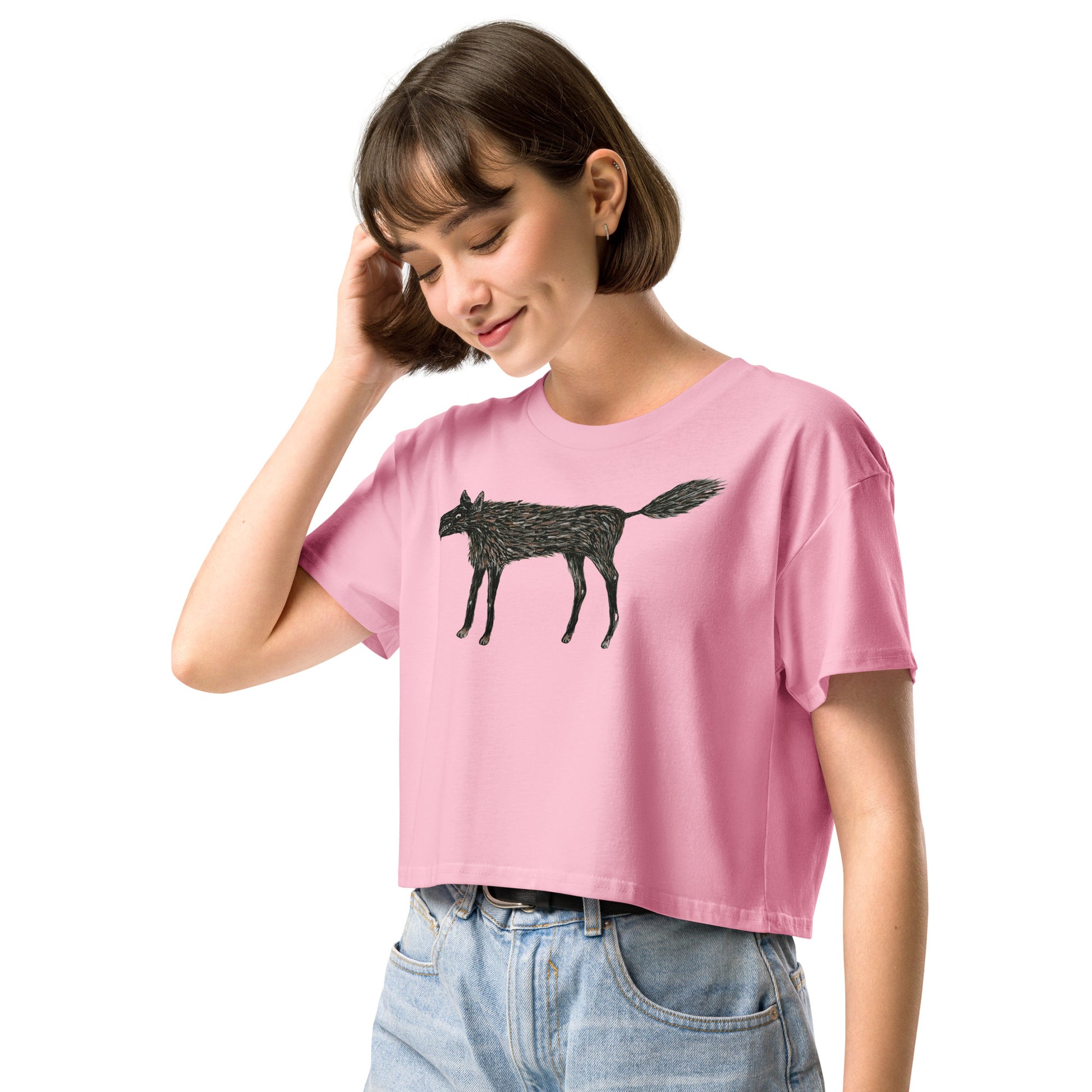 Wolf Of My Dreams design by Kirsten Blackburn on crop top