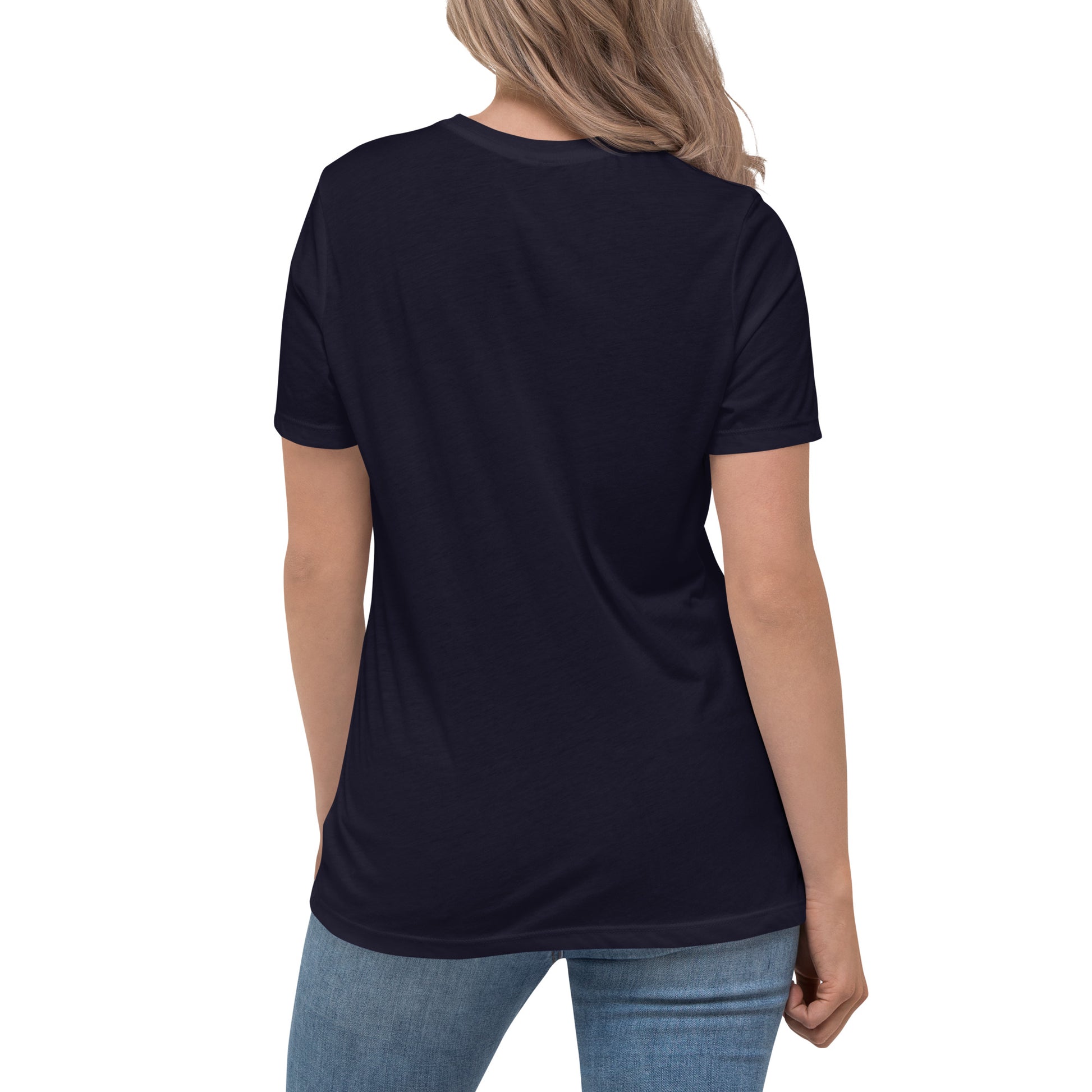 Blue Glitter Lips design by Kirsten Blackburn on women's relaxed tee
